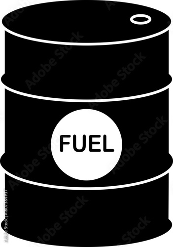 Oil barrel silhouette icon. Industrial oil drum vector illustration metal barrel liquid storage container fuel tank icon isolated on transparent background.