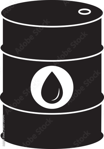 Oil barrel silhouette icon. Industrial oil drum vector illustration metal barrel liquid storage container fuel tank icon isolated on transparent background.