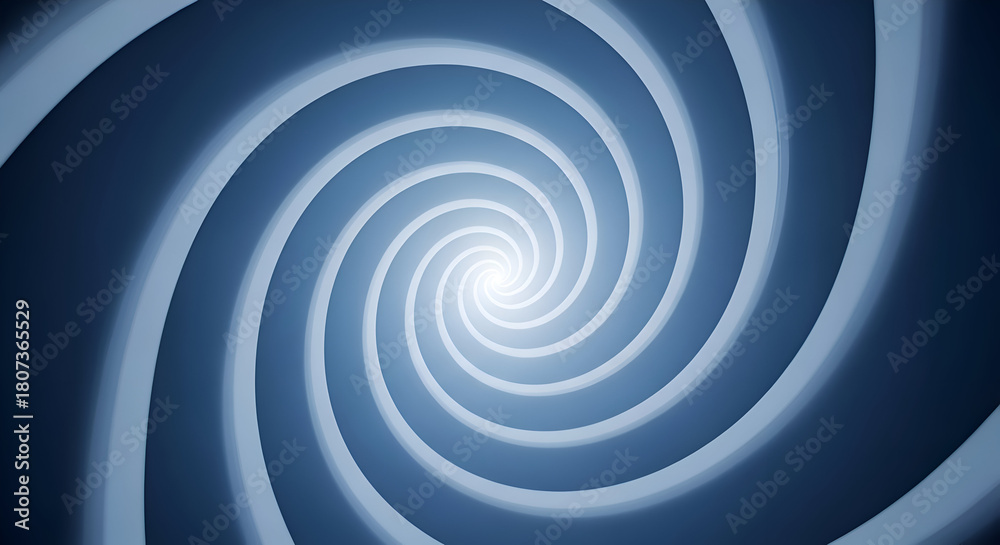 Fototapeta premium Abstract blue and white spiral pattern creating a hypnotic tunnel effect with a bright glowing center