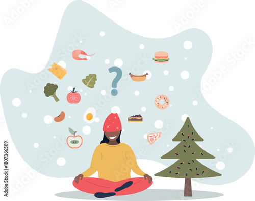 Choosing the type of food concept. A woman chooses between healthy and harmful food.life and employment of people.