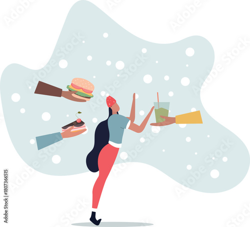 Healthy and unhealthy food.life and employment of people.