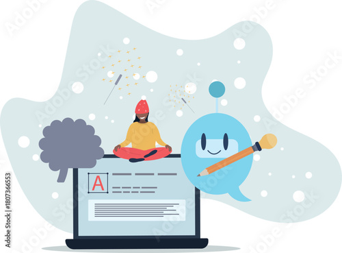 Virtual writing tutor and digital AI assistant for text.life and employment of people.