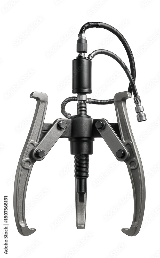 Fototapeta premium Hydraulic puller with removable pump and adjustable arms for heavy machinery upkeep.