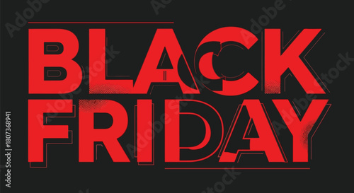 Bold red black friday sale announcement with umbrella graphic