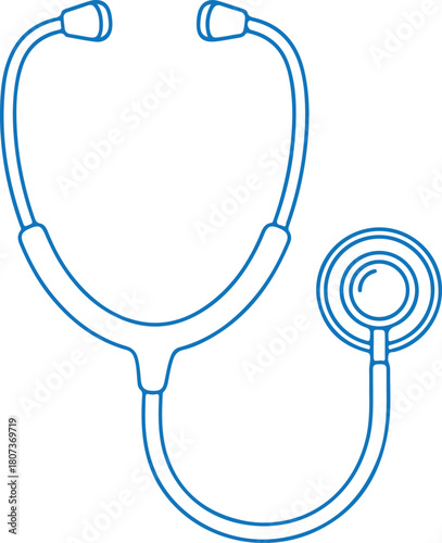 Blue outline of a medical stethoscope icon