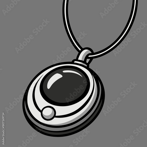 Pendant with black gem on a gray background jewelry design illustration