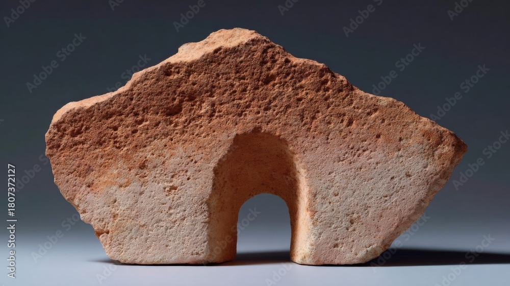 Photograph of a small, irregularly shaped object made of a light-colored material. the object appears to be made of clay or a similar material, with a rough, uneven surface.