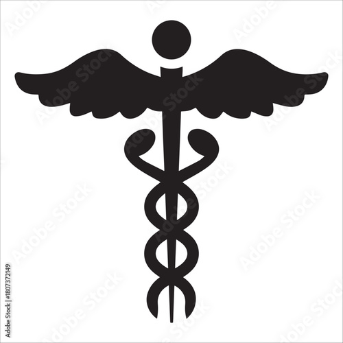 Caduceus Symbol With Serpents And Wings