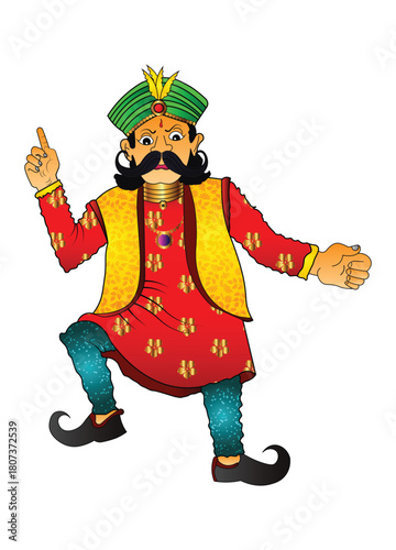 Indian King Cartoon Character Vector | Royal Maharaja Illustration in Traditional Outfit