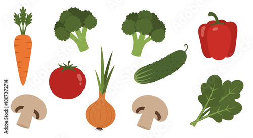 set of fresh vegetables