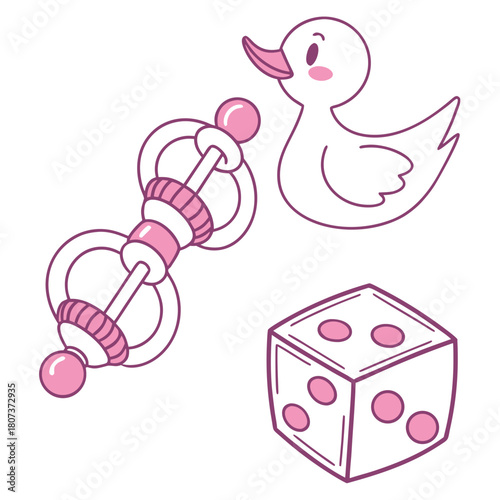 Baby toys isolated on for nursery and baby products