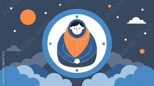 Person wrapped in blanket looking out from window into dark sky symbolizing seasonal affective disorder