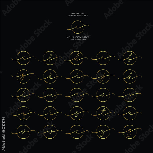 Luxury Gold Pattern Logo Set – Elegant Line Art Monogram Collection
