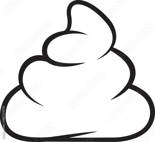 Funny poop outline icon. Pile of poo emoji presenting a cheerful and humorous concept isolated on transparent background. Vector illustration.