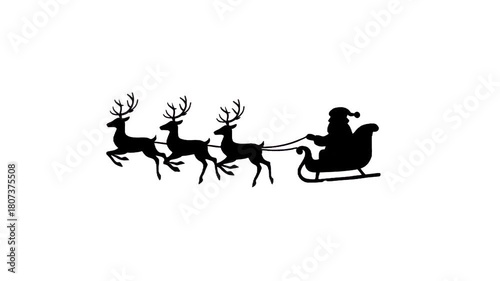 Santa's Journey: Silhouette of a magical sleigh ride across the starry night sky. Revealing the spirit of Christmas and the joy of anticipation. 