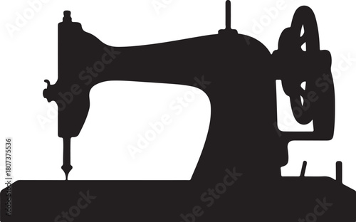 Black Silhouette of an Antique Sewing Machine vintage retro also transparent background