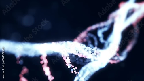 Abstract Digital Representation of DNA Structure in Vibrant Colors and Dynamic Visualization