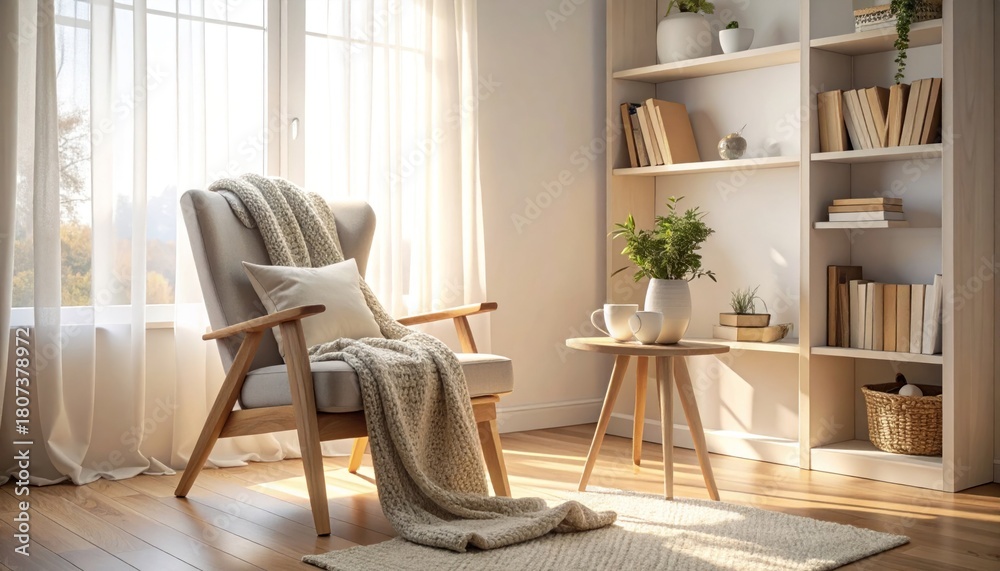 Fototapeta premium Cozy reading nook interior design