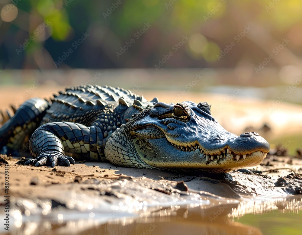Fototapeta premium Crocodile resting on bank
