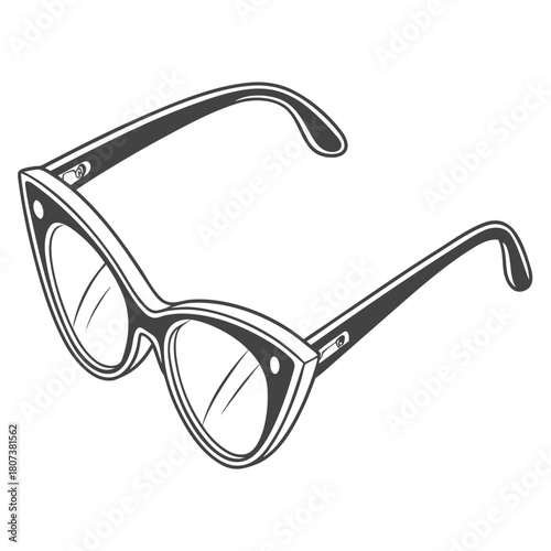 Classic cat eye glasses isolated on for a timeless look
