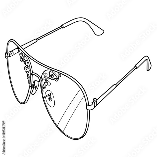 Elegant aviator glasses with decorative details isolated on