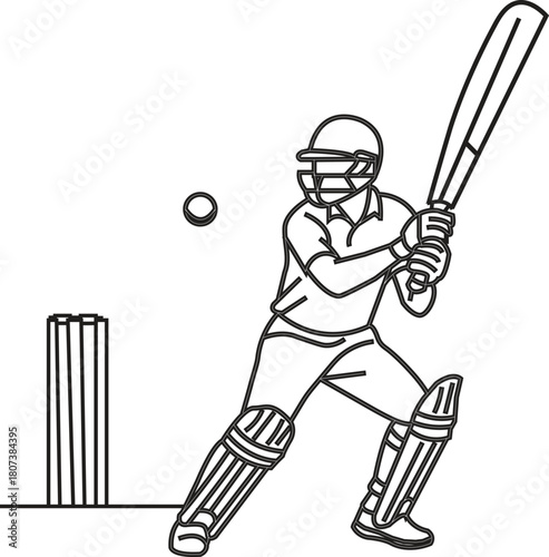Batsman line art vector