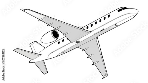 "A high-angle, top-down studio shot of a sleek, modern white passenger airplane. The aircraft features two visible jet engines, swept-back wings with subtle winglets, and a vertical tail fin. The fuse