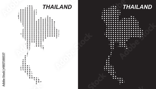Thailand Dotted Map, Halftone Style Modern Digital Outline of Thai Kingdom Vector EPS