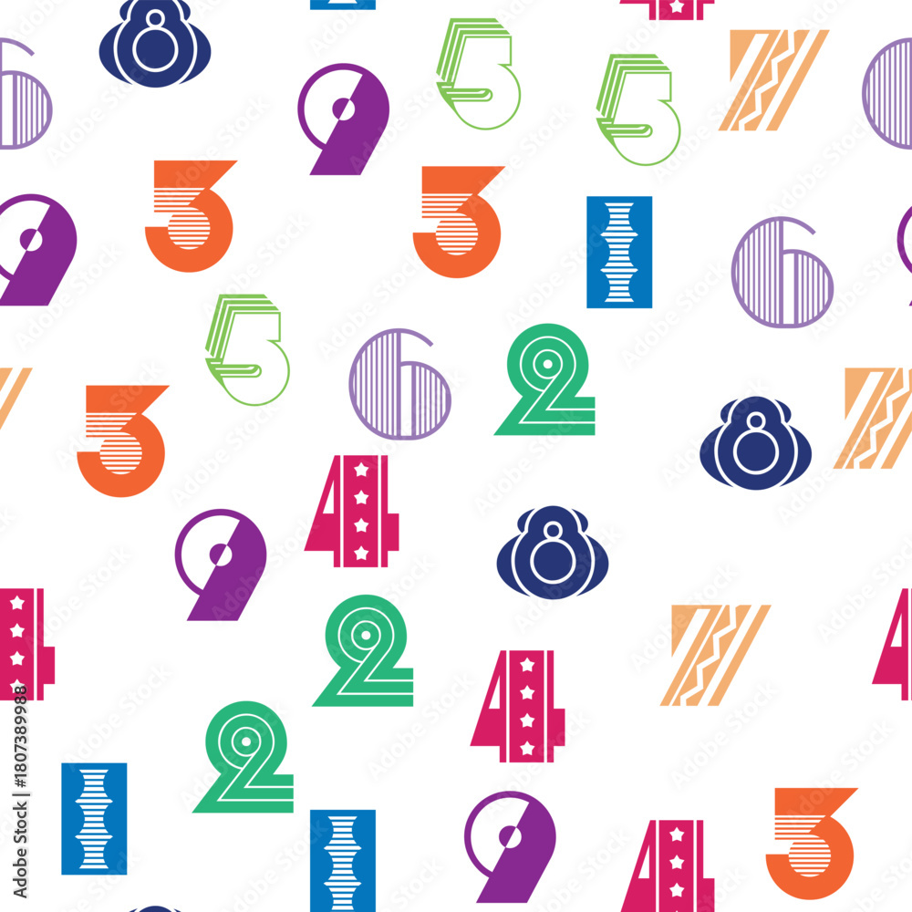 Obraz premium Seamless pattern with beautiful numbers. Algebra and geometry, calculations.