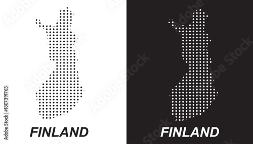 Finland Dotted Map, Halftone Style Modern Digital Outline of Finnish Country Vector EPS