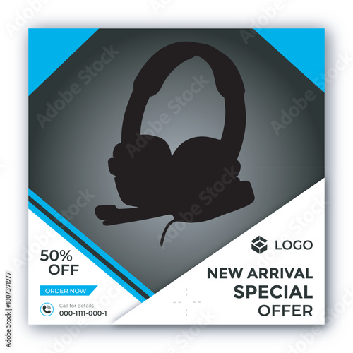 Business cards and banners with fashion and music accessories vector illustration