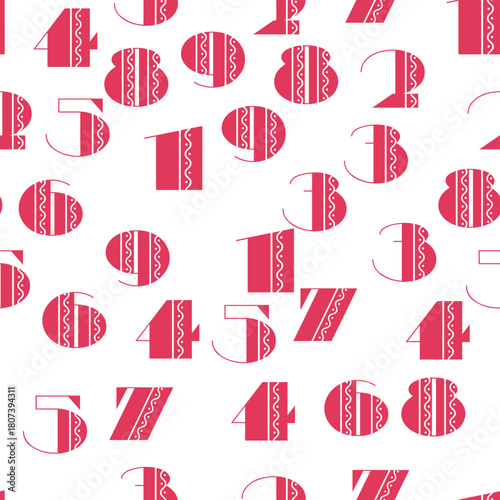 Seamless pattern with beautiful numbers. Algebra and geometry, calculations.