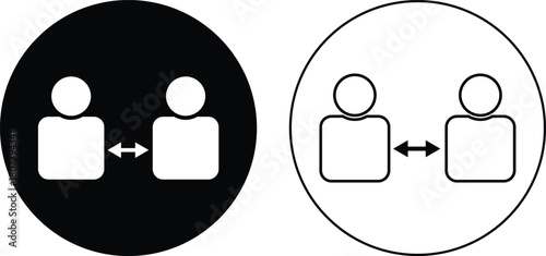 Social distancing icon set. Public safety symbols. Health guideline icons. Maintain Distance sign
