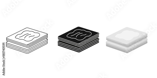 Three styles vector set line art, silhouette and color version illustration of pens in different styles and colors