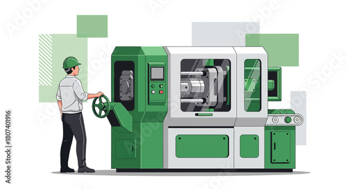Modern manufacturing: A worker operating advanced industrial machinery for efficient production