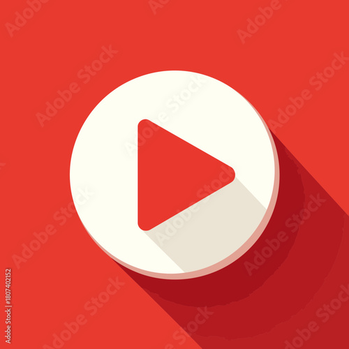 A red play button icon inside a white circle on a red backdrop