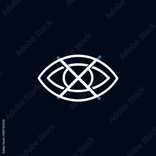 Crossed Out Eye Icon on a Dark Blue Background