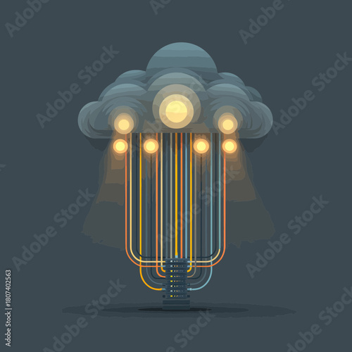 Cloud Server with Network Cables Illustrating Data Transfer