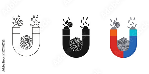 Three styles vector set line art, silhouette and color version three sets of drafting tools in different styles