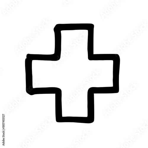 Plus Sign Add Increase New Healthcare Medical Doodle Outline Icon Vector