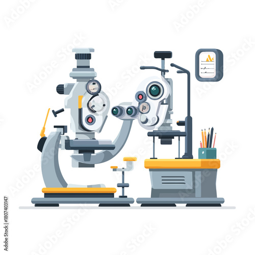 Optometry Tools Represented in a Flat Vector Illustration