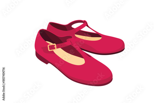 Pair of bright pink t strap mary jane shoes for children