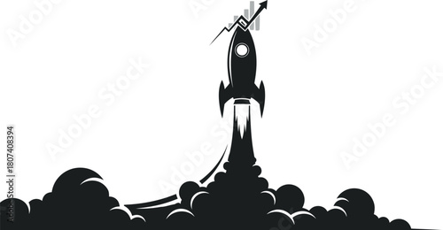 Rocket Launch Silhouette – Space Exploration Vector.