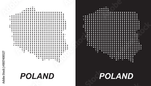 Poland Dotted Map, Halftone Style Modern Digital Outline of Polish Country Vector EPS