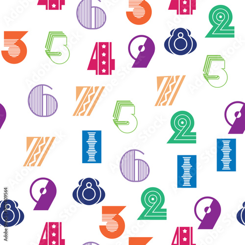 Seamless pattern with beautiful numbers. Algebra and geometry, calculations.