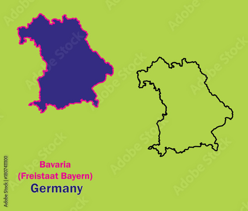 Map of Germany, Map of Germany states Vector Illustration. Map of Bavaria (Freistaat Bayern).