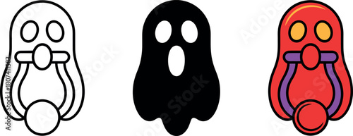 Spooky Halloween Ghost Icons Vector Illustration in Different Style Isolated on White Background