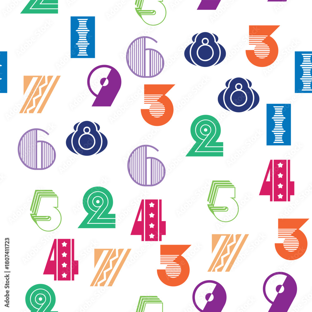 Naklejka premium Seamless pattern with beautiful numbers. Algebra and geometry, calculations.