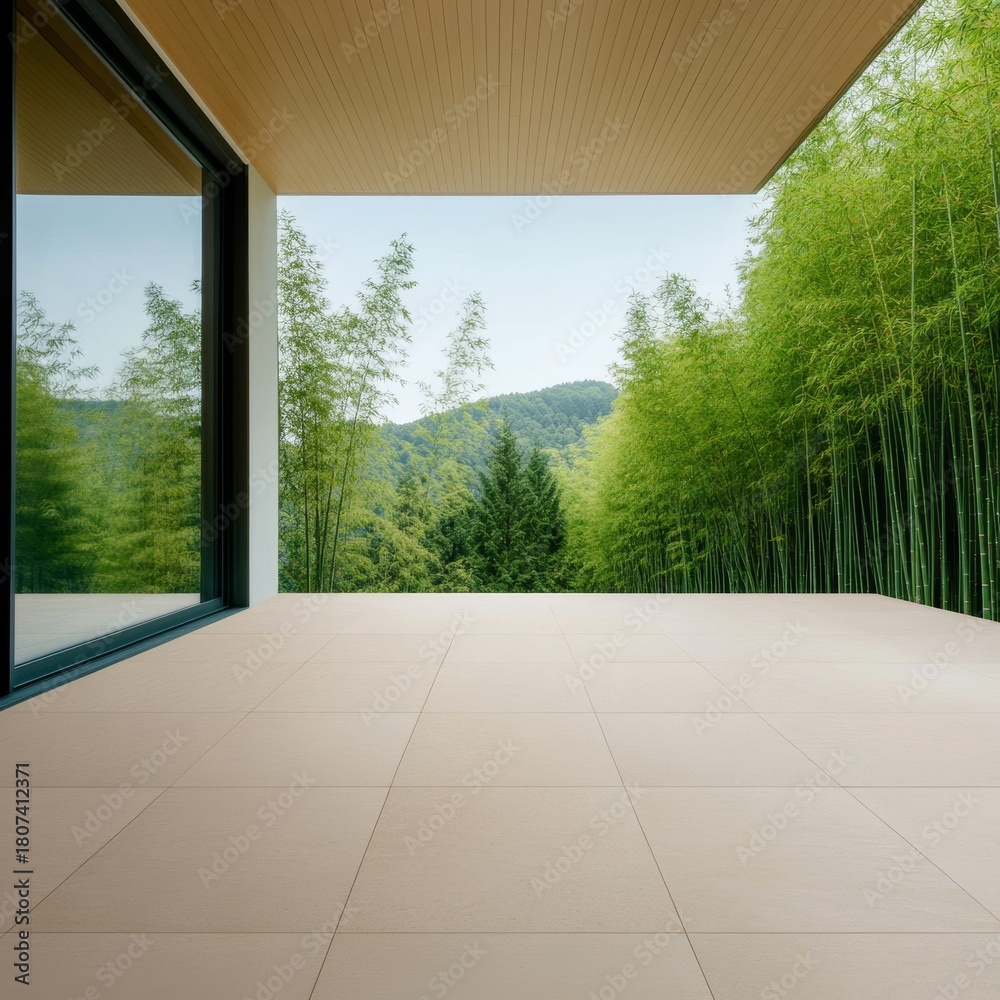 Obraz premium Zen Patio with Bamboo View, modern , outdoor living