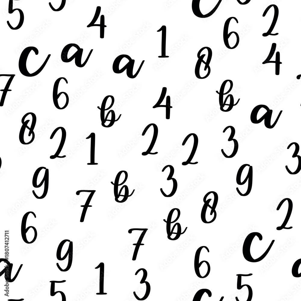 Obraz premium Seamless pattern with beautiful numbers. Algebra and geometry, calculations.